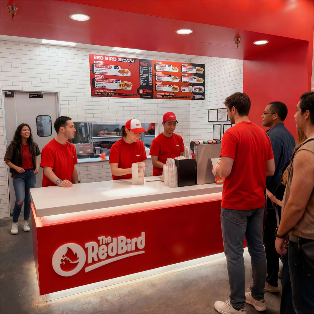 Red Bird staff and counter